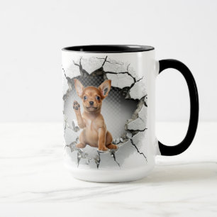 Niedlicher Chihuahua in einer knackigen Mauer Tasse