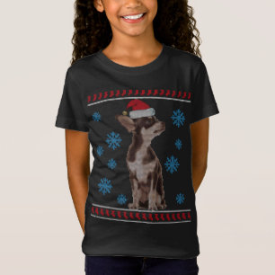 Niedlicher Chihuahua mit Weihnachtsmannmütze frohe T-Shirt