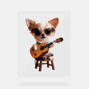niedlicher Chihuahua spielt klassische Gitarre Car Acrylschild