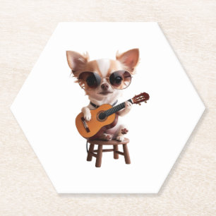niedlicher Chihuahua spielt klassische Gitarre Car Untersetzer