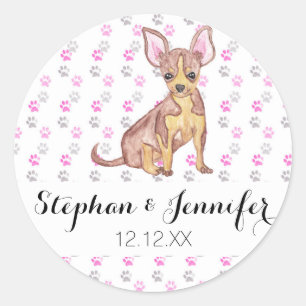 Niedlicher Chihuahua-Welpe in den Watercolor-und Runder Aufkleber