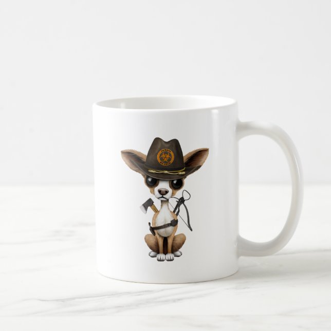 Niedlicher Chihuahua-Welpen-Zombie-Jäger Kaffeetasse (Rechts)