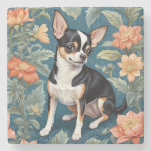Niedlicher Chihuahua William Morris Inspirierter B Steinuntersetzer