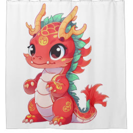Niedlicher chinesischer Drache Duschvorhang