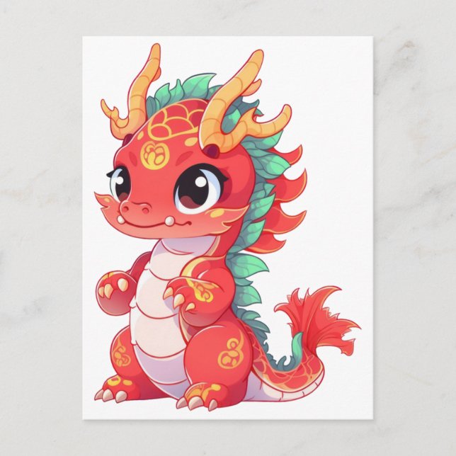 Niedlicher chinesischer Drache Postkarte (Vorderseite)