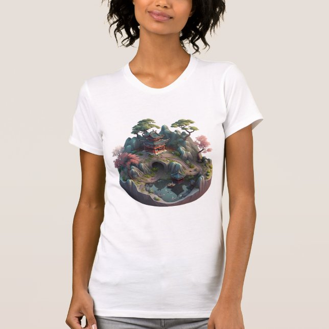 Niedlicher chinesischer Fantasie 3D Landscape Slim T-Shirt (Vorderseite)