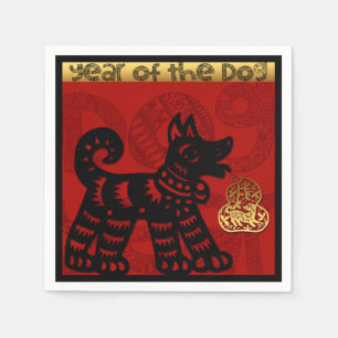 Niedlicher chinesischer Hund Jahr Zodiac Geburtsta Serviette
