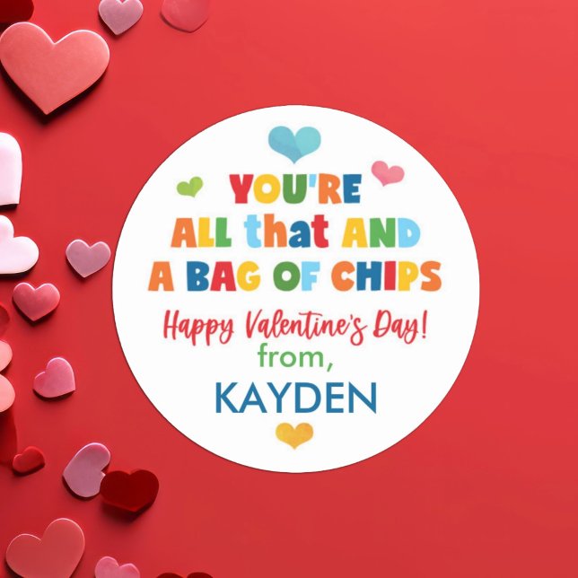 Niedlicher Chip Bag Schule Valentinstag Runder Aufkleber (Von Creator hochgeladen)
