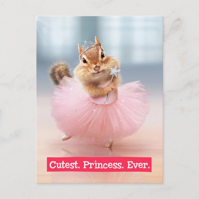 Niedlicher Chipmunk Ballerina in Tutu im Dance Stu Postkarte (Vorderseite)