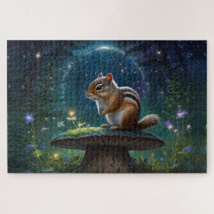 Niedlicher Chipmunk im Mushroom im Magischen Garte Puzzle
