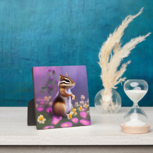 Niedlicher Chipmunk in Blume Fotoplatte