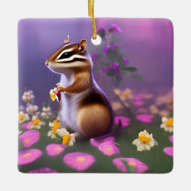 Niedlicher Chipmunk in Blume Keramikornament (Vorderseite)