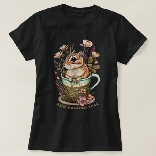 Niedlicher Chipmunk in einer Cup-Wildblume, Chipmu T-Shirt (Design vorne)