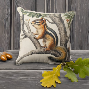 Niedlicher Chipmunk in einer Vintagen Abbildung Kissen