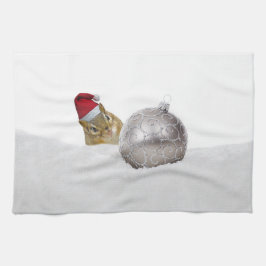Niedlicher Chipmunk Silver und Schnee Weihnachtsfe Handtuch