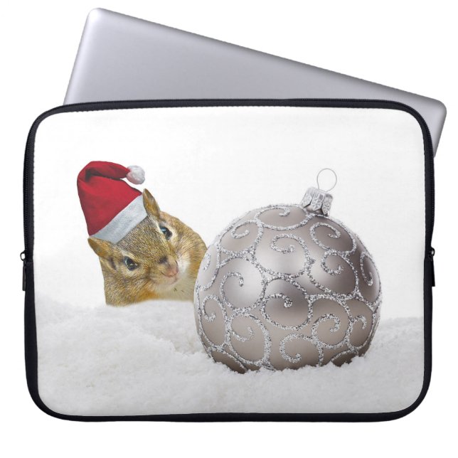 Niedlicher Chipmunk Silver und Schnee Weihnachtsfe Laptopschutzhülle (Vorderseite)