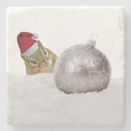 Niedlicher Chipmunk Silver und Schnee Weihnachtsfe Steinuntersetzer