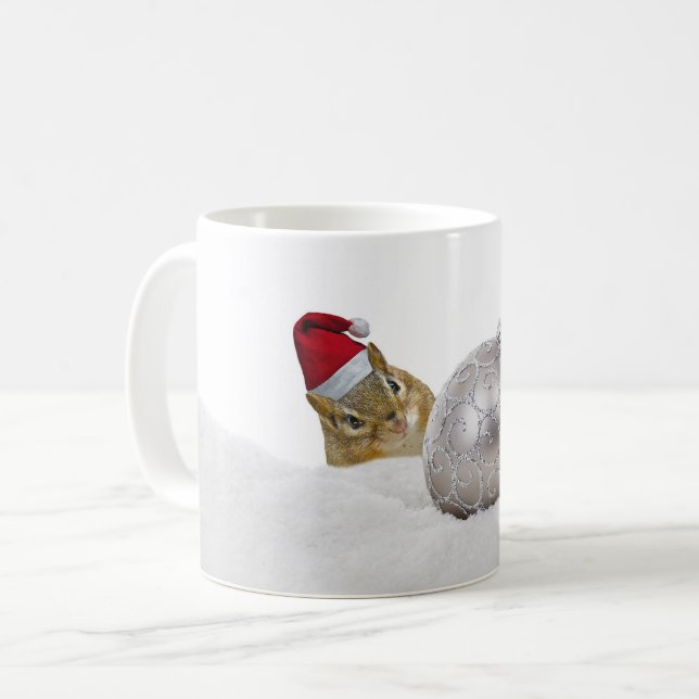 Niedlicher Chipmunk Silver und Schnee Weihnachtsfe Tasse (Vorderseite Links)