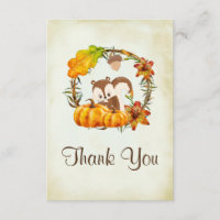 Niedlicher Chipmunk und Pumpkin Baby Dusche Danke