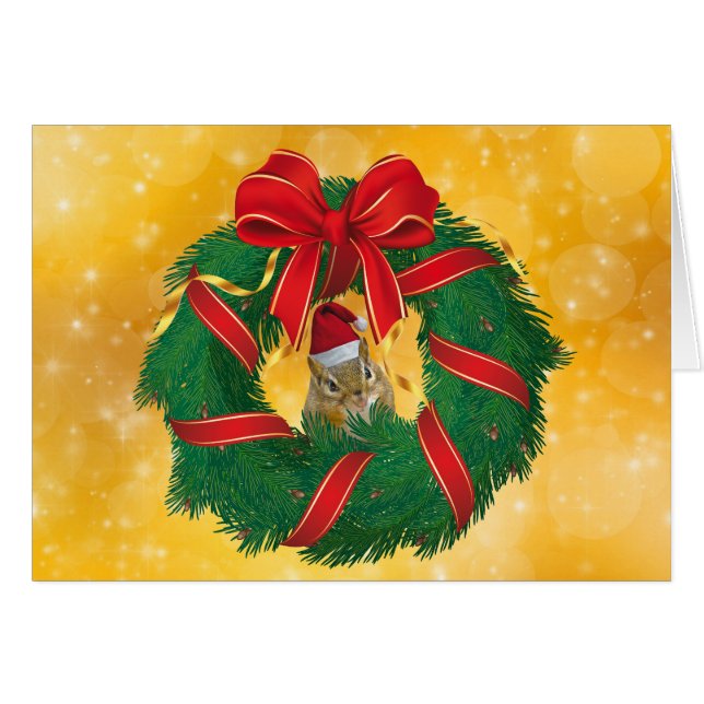 Niedlicher Chipmunk Weihnachtskranz (Vorderseite (Horizontal))