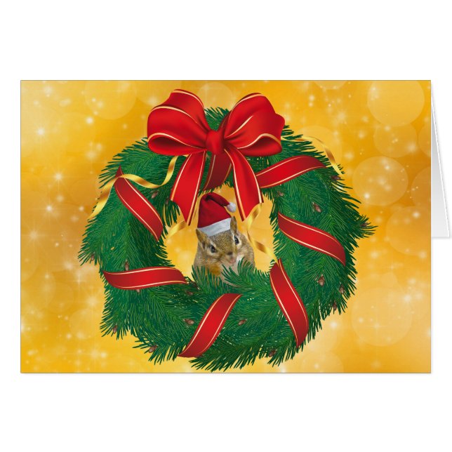 Niedlicher Chipmunk Weihnachtskranz (Vorderseite (Horizontal))