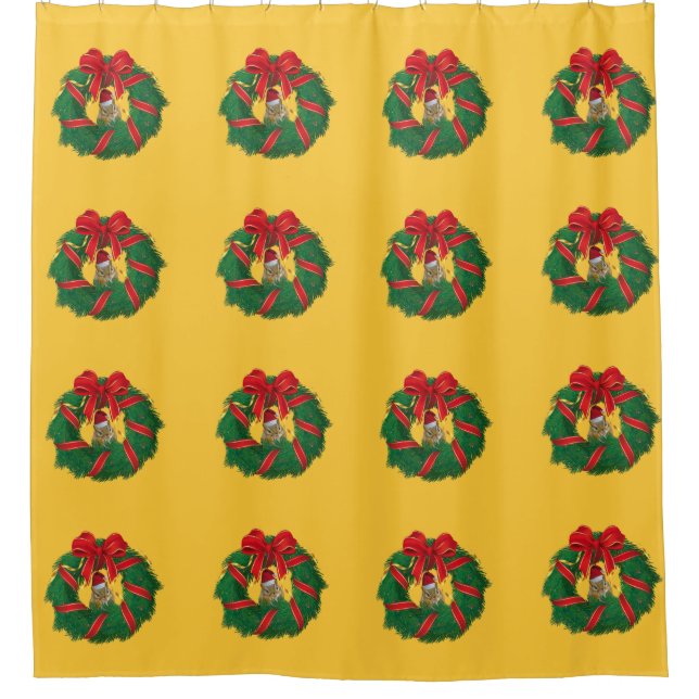 Niedlicher Chipmunk Weihnachtskranz Duschvorhang (Vorderseite)
