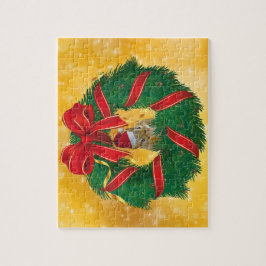 Niedlicher Chipmunk Weihnachtskranz Puzzle