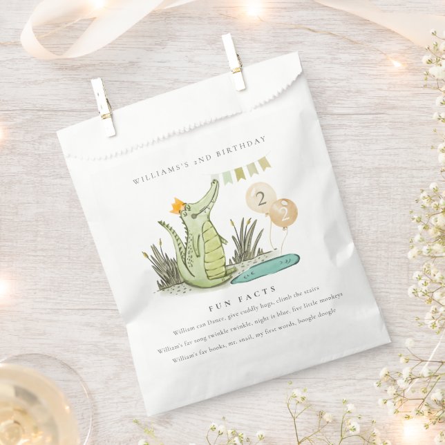 Niedlicher Chomp Alligator im Sumpffick Geburtstag Geschenktütchen (Ausgeschnitten)