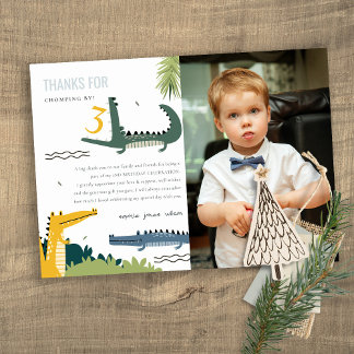 Niedlicher Chomp Alligator Sumpf Kinder Foto Gebur Dankeskarte