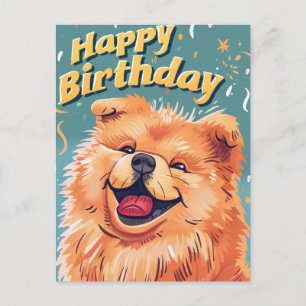 Niedlicher Chow Chow Alles Gute zum Geburtstag  Postkarte
