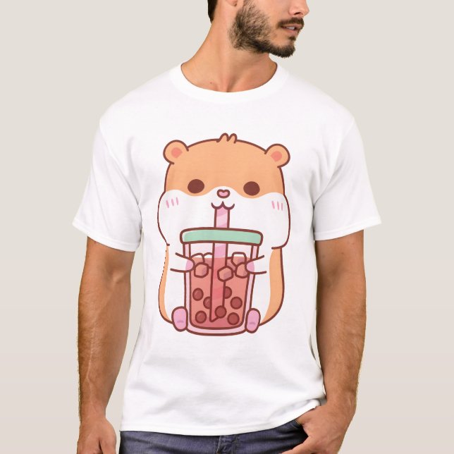 Niedlicher Chubby Hamster Drinking Bubble Tee (Vorderseite)