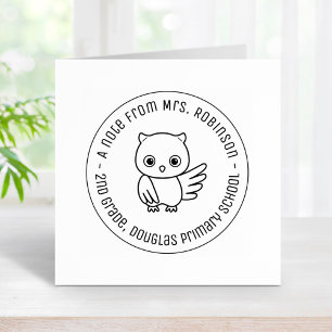 Niedlicher Chubby Owl School Lehrer Anmerkung 3 Gummistempel