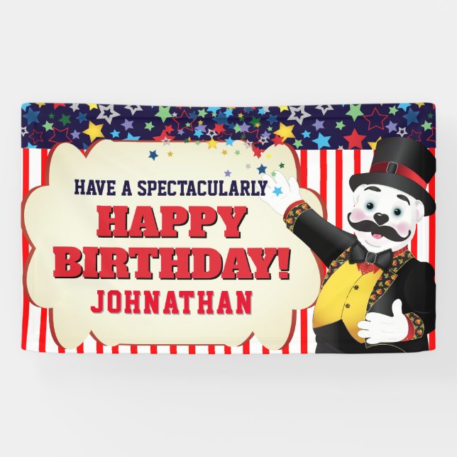 Niedlicher Circus Ringmaster Cartoon Polar Bear Banner (Horizontal)