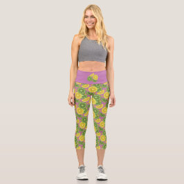 Niedlicher Citrus Lila Capris Leggings