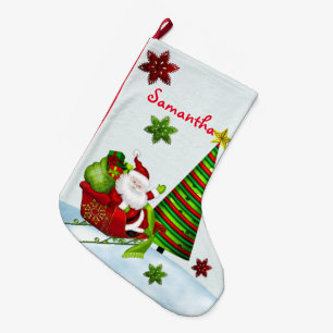 Niedlicher Classic Santa Whimsey Urlaub PERSONALIS Großer Weihnachtsstrumpf