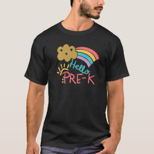 Niedlicher Cloud Rainbow Hallo Pre-K School Lehrer T-Shirt