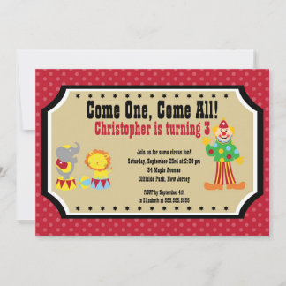 Niedlicher Clown Circus Geburtstagsparty Einladung