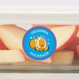 Niedlicher Clownfisch personalisiert School Cartoo Etiketten