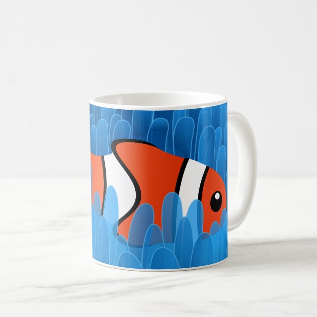 Niedlicher Clownfisch und schöner grüner Blauer An Kaffeetasse (VorderseiteRechts)