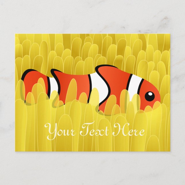 Niedlicher Clownfisch und wunderschöner Gelbmeeran Postkarte (Vorderseite)
