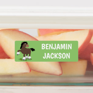 Niedlicher Clydesdale Zugpferd Cartoon personalisi Etiketten