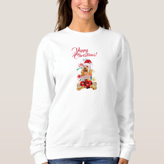 Niedlicher Cockapoo Hund Yappy Weihnachten Sweatshirt (Vorderseite)