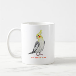 Niedlicher Cockatiel-Aquarellpapagei. Kaffeetasse