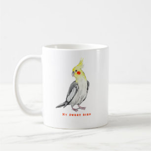 Niedlicher Cockatiel-Aquarellpapagei. Kaffeetasse