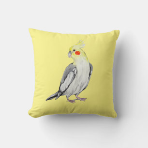 Niedlicher Cockatiel-Aquarellpapagei. Kissen
