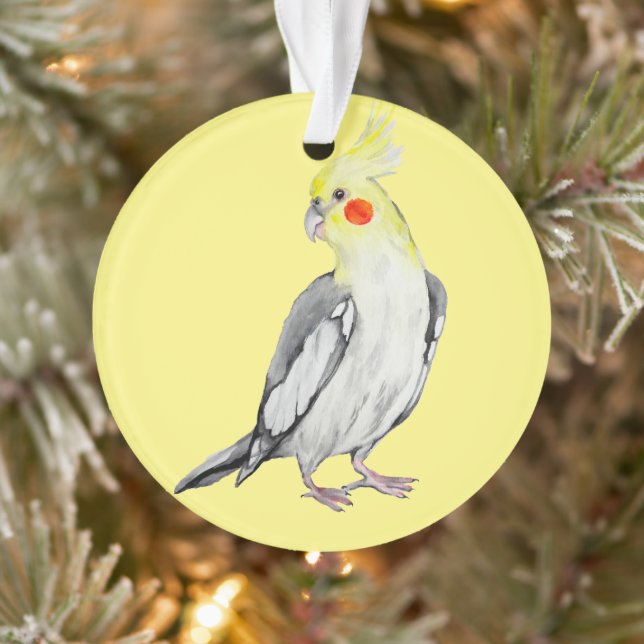 Niedlicher Cockatiel-Aquarellpapagei. Ornament (Baum)