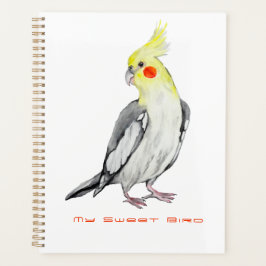 Niedlicher Cockatiel-Aquarellpapagei. Planer