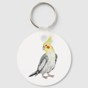 Niedlicher Cockatiel-Aquarellpapagei. Schlüsselanhänger