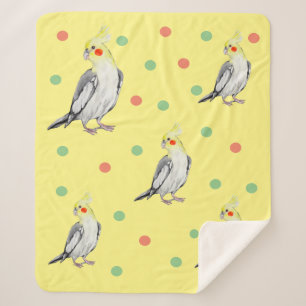 Niedlicher Cockatiel-Aquarellpapagei. Sherpadecke