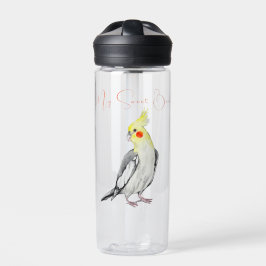 Niedlicher Cockatiel-Aquarellpapagei. Trinkflasche